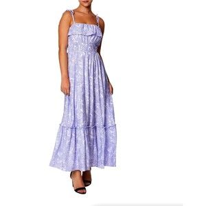 Laundry by Shelli Segal Purple Paisley print sleeveless maxi RAYON Dress Sz 14